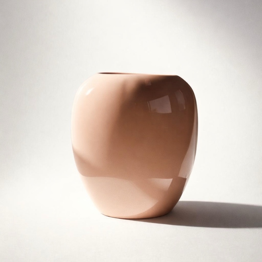 GORGEOUS POWDER PINK POST MODERN HIGH GLOSS 80’S VASE VOHANN OF‎ CALIFORNIA EUC